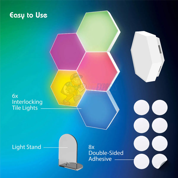 Tzumi AuraLED HexGlow Hexagonal Geometrical! LED lights 6 PCS