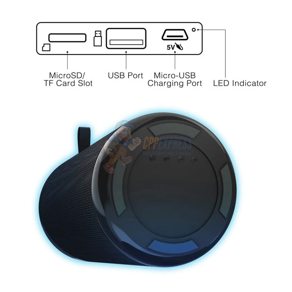 Tzumi Aquaboost Boom V2 Portable Wireless Bluetooth Speaker Water Resistant 4hrs