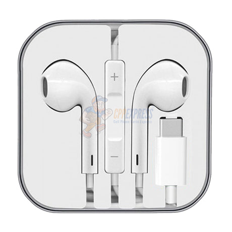 USB-C Type-C Earphones Stereo Sound with Microphone In-Ear Headphones - White