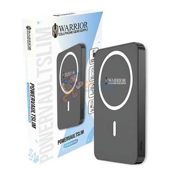 Warrior Power Vault Slim 5000mah Magnetic Wireless Portable Power Bank - Black
