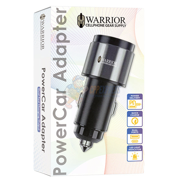 Warrior PowerCar Adapter 38W Dual Fast Car Charger USB-A / Type-C - Black