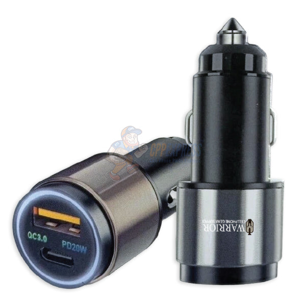 Warrior PowerCar Adapter 38W Dual Fast Car Charger USB-A / Type-C - Black