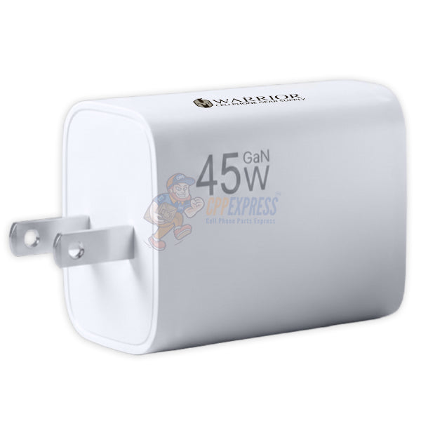 Warrior PowerCube 45W Dual-Port GaN USB-C PD + QC 3.0 Wall Adapter Charger