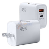 Warrior PowerCube 45W Dual-Port GaN USB-C PD + QC 3.0 Wall Adapter Charger