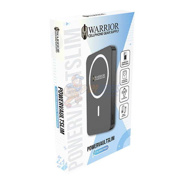 Warrior Power Vault Slim 5000mah Magnetic Wireless Portable Power Bank - Black