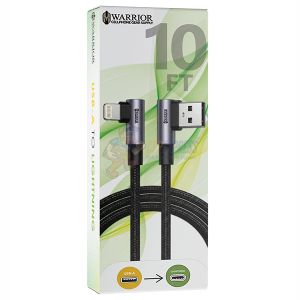 Warrior USB-A to Lightning 10FT Premium Braided Fast Charging Cable