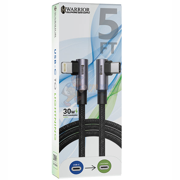 Warrior USB-C to Lightning 5FT Premium Braided 30W Fast Charging Data Sync Cable