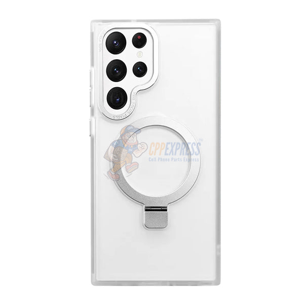 Samsung Galaxy S24 Ultra Shockproof Magnetic Case With Invisible Stand Holder - White