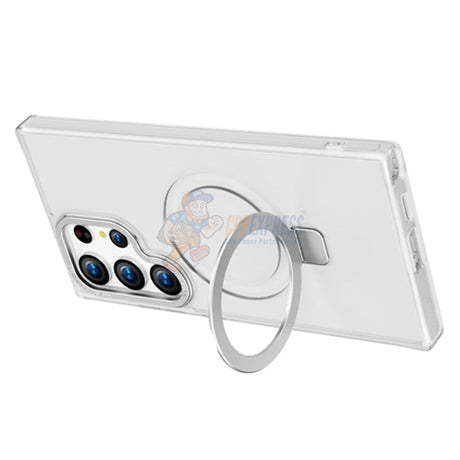 Samsung Galaxy S23 Ultra Shockproof Magnetic Case With Invisible Stand Holder - White