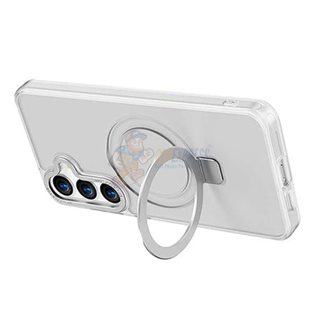 Samsung Galaxy S23 Plus Shockproof Magnetic Case With Invisible Stand Holder - White