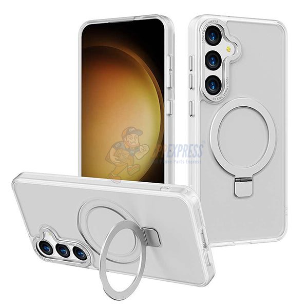 Samsung Galaxy S23 Plus Shockproof Magnetic Case With Invisible Stand Holder - White