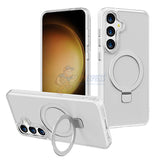 Samsung Galaxy S23 Plus Shockproof Magnetic Case With Invisible Stand Holder - White