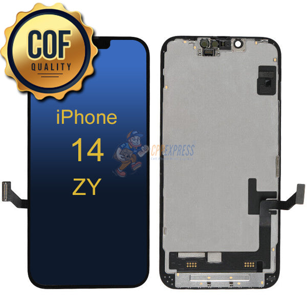 iPhone 14 ZY Soft LCD Screen Digitizer Complete Assembly COF Quality - Black