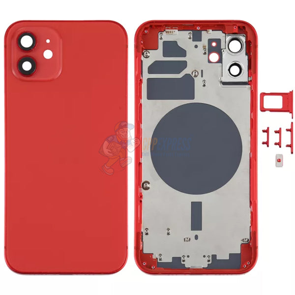 iPhone 12 Battery Back Door - Perfect Fit Premium Back Cover Case Housing - Red