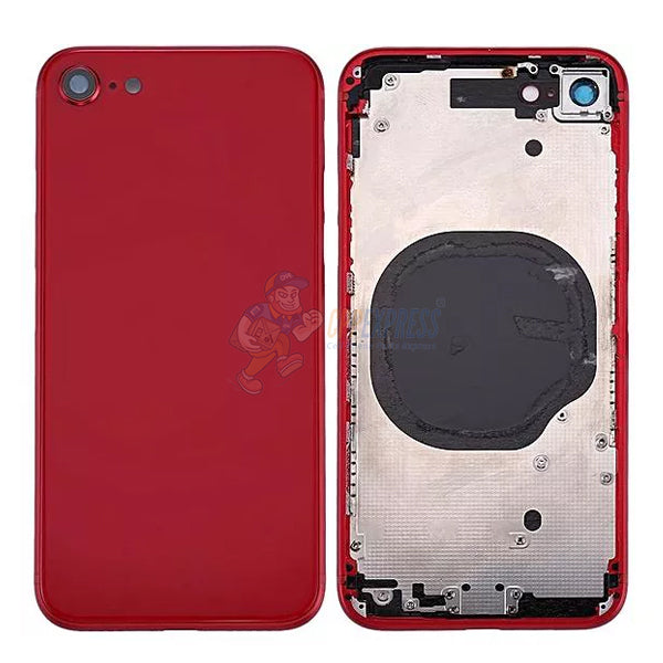 iPhone 8 Back Glass Housing Pre-Installed Small Parts Premium - Red