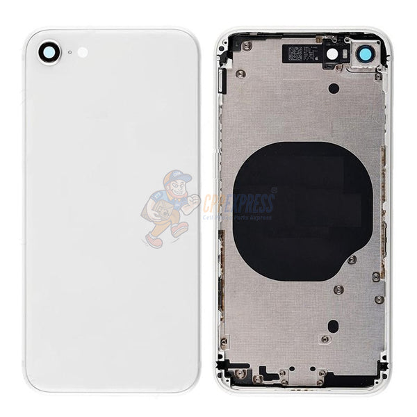 iPhone 8 Back Glass Housing Pre-Installed Small Parts Premium - White