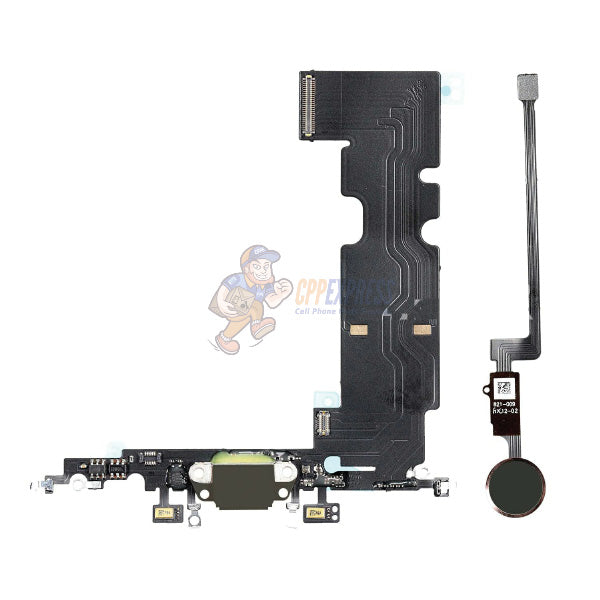 iPhone 8 Compatible Charging Port Home Button Flex Cable Set - Black