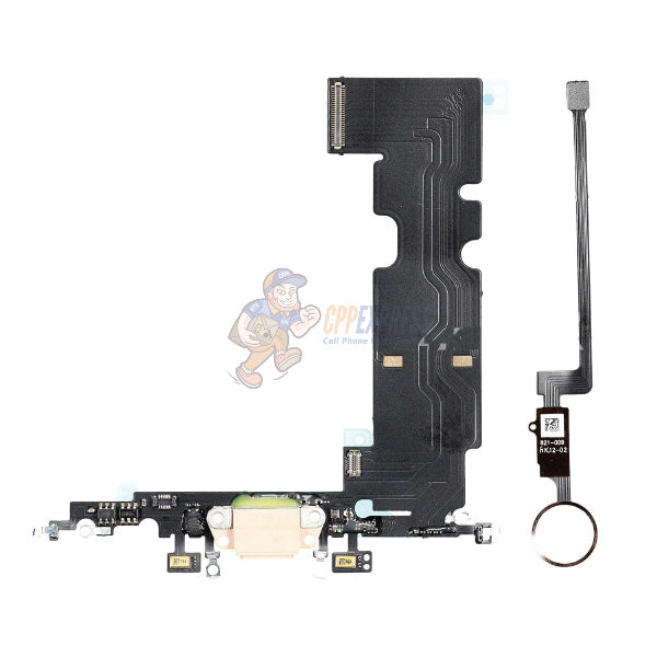 iPhone 8 Compatible Charging Port with Home Button Flex Cable Set - Gold