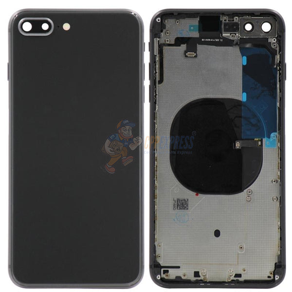 iPhone 8 Plus Back Glass Housing Pre-Installed Small Parts Premium - Black