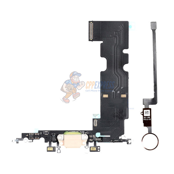 iPhone 8 Plus Charging Port Home Button Flex Cable Set - Gold