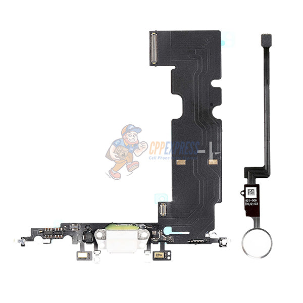 iPhone 8 Plus Charging Port Home Button Flex Cable Set - White