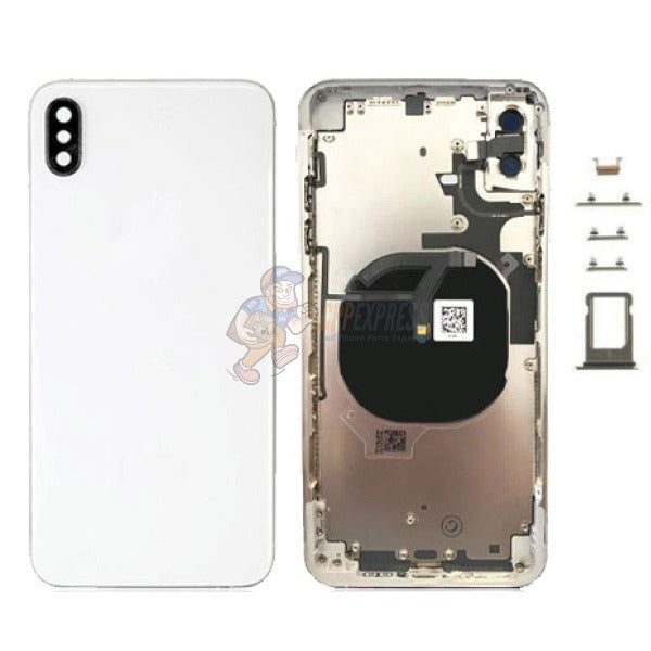 iPhone XS Max Back Door Glass Housing with Pre-installed Small Parts Premium - White