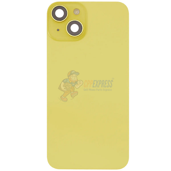 iPhone 14 Battery Back Door Glass Cover with Metal Back Plate - Yellow
