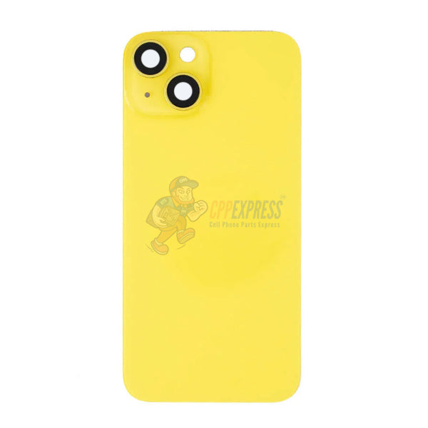 iPhone 14 Battery Back Door Glass Cover with Metal Back Plate - Yellow