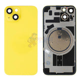 iPhone 14 Battery Back Door Glass Cover with Metal Back Plate - Yellow