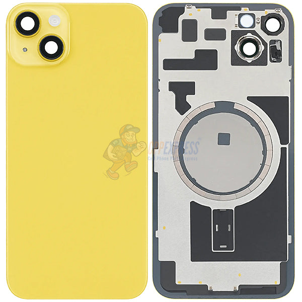 iPhone 14 Plus Back Glass Battery Back Door Cover with Metal Back Plate - Yellow