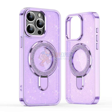 iPhone 15 Pro Glitter Magsafe with Stand ShockProof Protective Case Cover