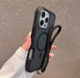 iPhone 15 Shockproof Magnetic Case Protective Cover With Short Rope