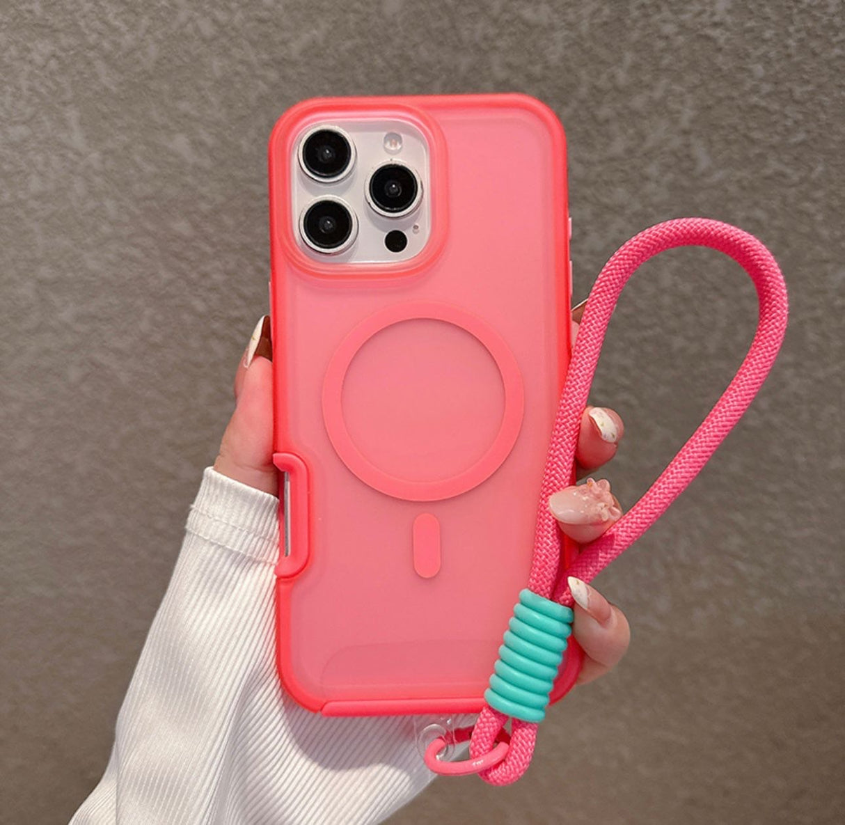iPhone 15 Shockproof Magnetic Case Protective Cover With Short Rope