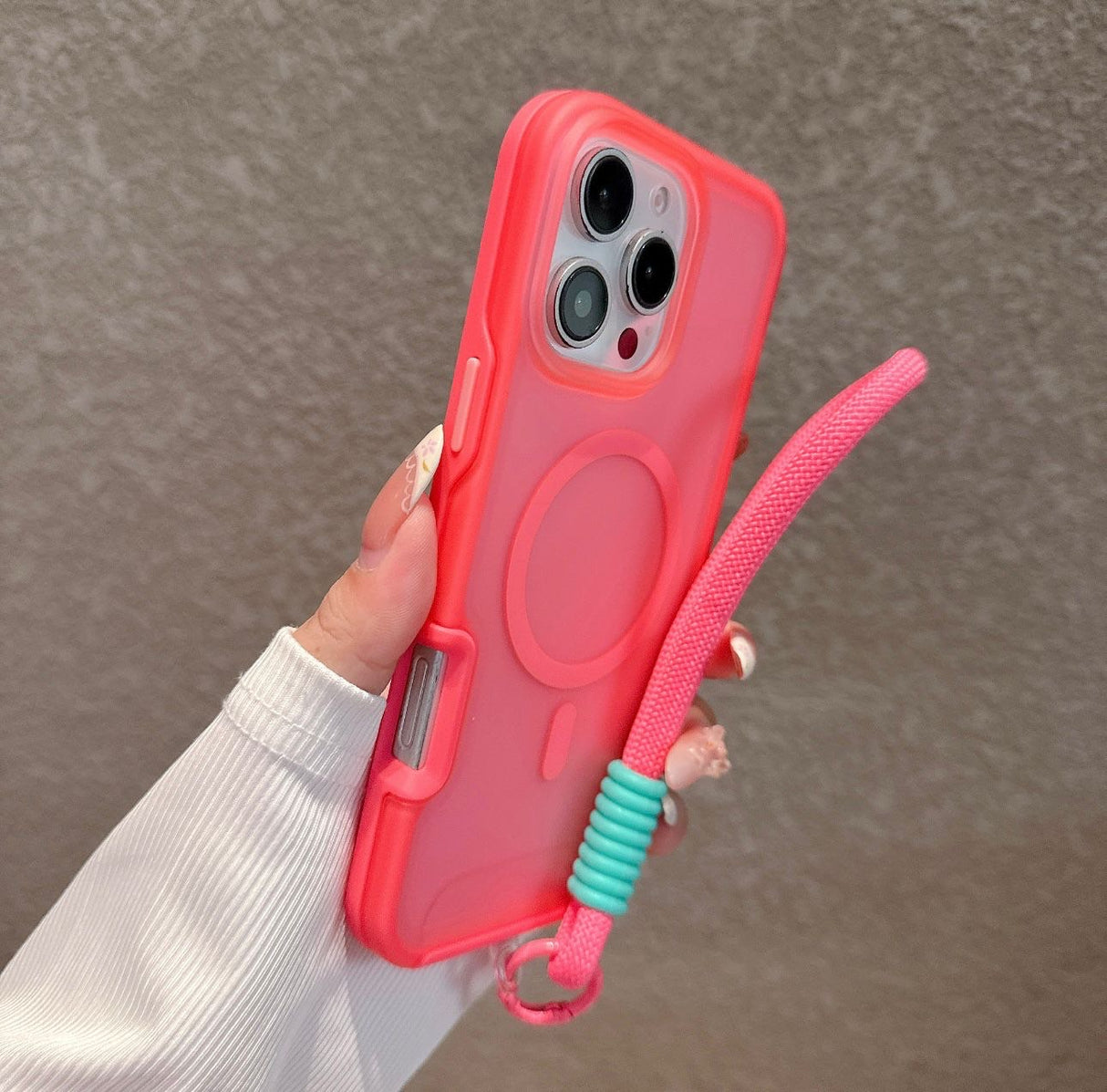 iPhone 15 Shockproof Magnetic Case Protective Cover With Short Rope