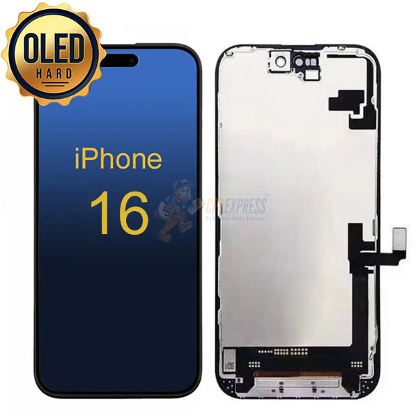 iPhone 16 - Hard OLED Display Touch Screen Digitizer Assembly - Black