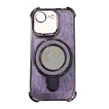 iPhone 16E Shockproof Stand Glitter & Wavy Pattern Card Magsafe Case