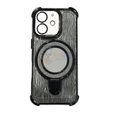 iPhone 16 Plus Shockproof Stand Glitter & Wavy Pattern Card Magsafe Case