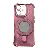 iPhone 16 Plus Shockproof Stand Glitter & Wavy Pattern Card Magsafe Case