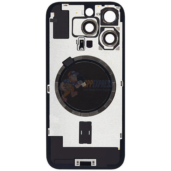 iPhone 16 Pro Glass Battery Back Door Cover - Premium Perfect Fit Big Camera Hole - Black
