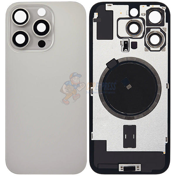 iPhone 16 Pro Glass Battery Back Door Cover - Premium Perfect Fit Big Camera Hole - Silver