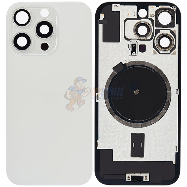iPhone 16 Pro Glass Battery Back Door Cover - Premium Perfect Fit Big Camera Hole - White