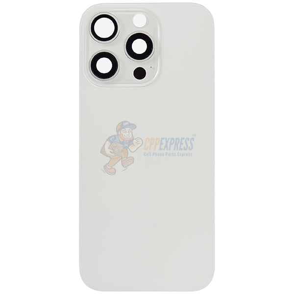 iPhone 16 Pro Glass Battery Back Door Cover - Premium Perfect Fit Big Camera Hole - White