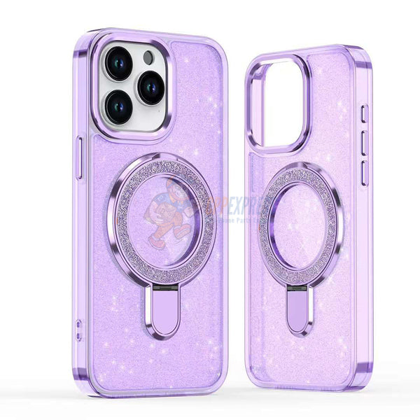 iPhone 16 Pro Glitter Magsafe with Stand ShockProof Protective Case Cover