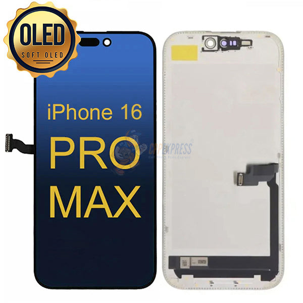 iPhone 16 Pro Max - Soft OLED Display Touch Screen Digitizer Assembly - Black