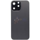 iPhone 16 Pro Max Glass Battery Back Door Cover - Premium Big Camera Hole - Black
