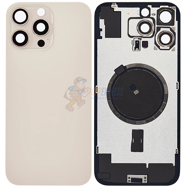 iPhone 16 Pro Max Glass Battery Back Door Cover - Premium Big Camera Hole - Gold