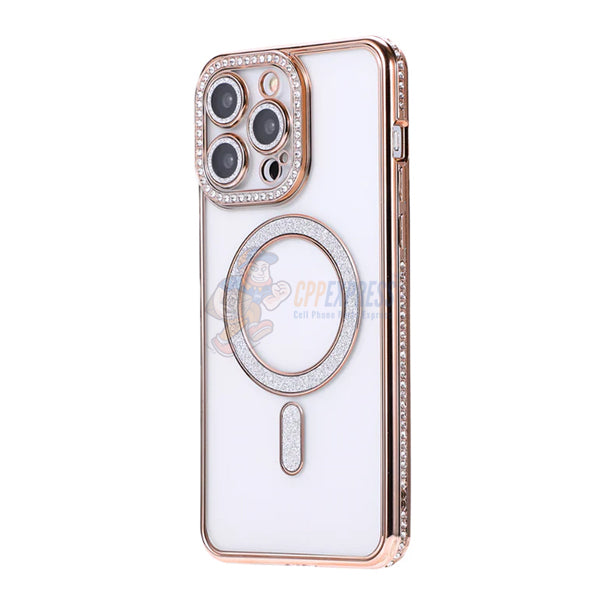 iPhone 16 Pro Max Shockproof Clear Luxury Magnetic Diamond Glitter Case