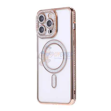 iPhone 16 Pro Max Shockproof Clear Luxury Magnetic Diamond Glitter Case