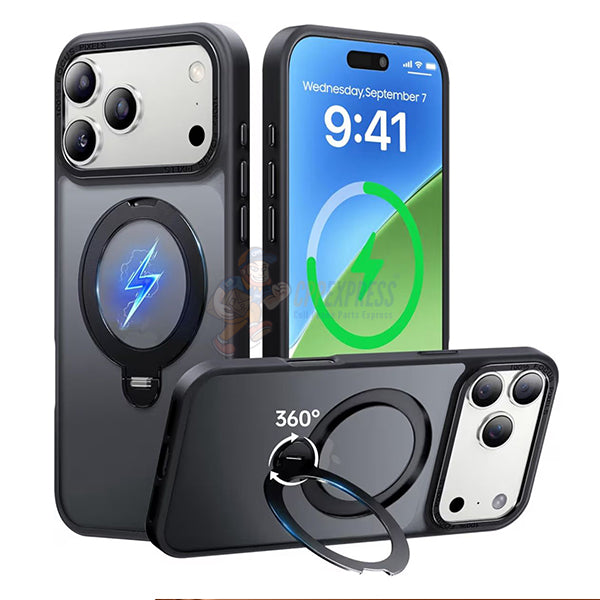 iPhone 17 Pro Magsafe Shockproof Case With 360 Rotating Stand