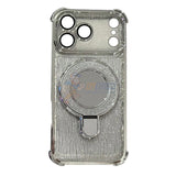 iPhone 17 Pro Max Glitter Wavy Pattern Mirror Case with Stand ShockProof Cover